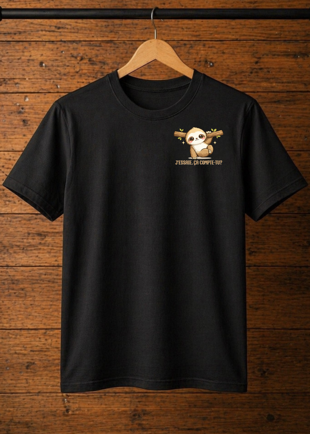 T-Shirt J'essaie. Ça comptes-tu?