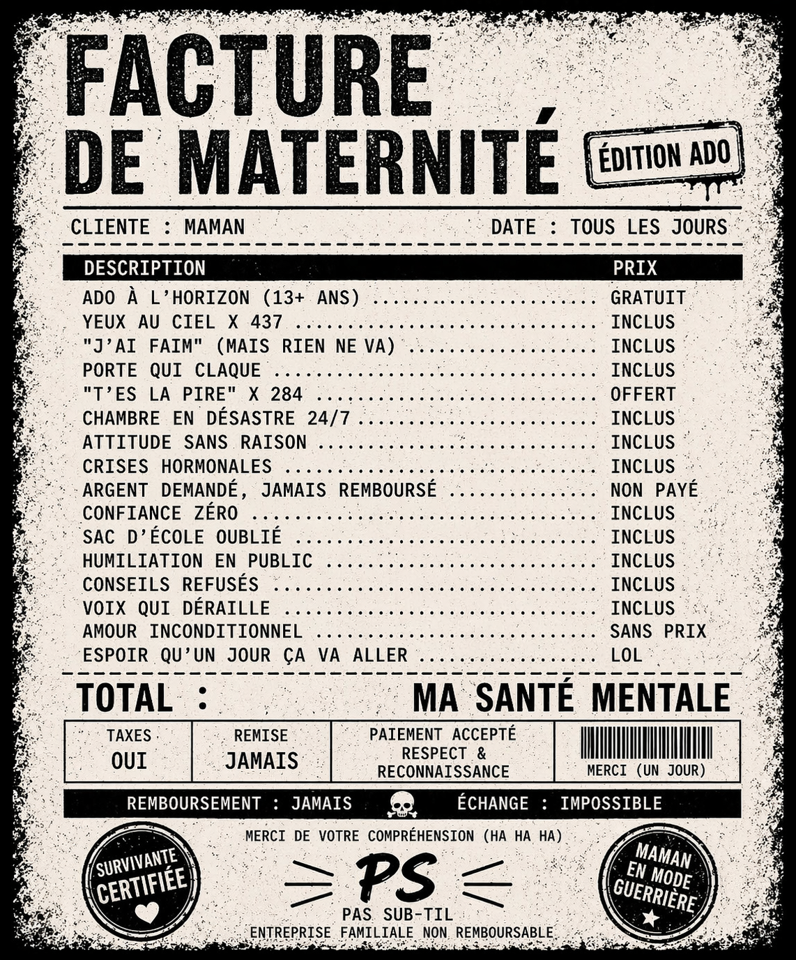 T-Shirt Maternity Invoice | Teen Edition